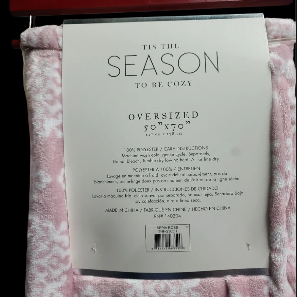 Soft & Cozy Oversized Pink White Fleece Snowflake Tassel Throw Blanket Decor New